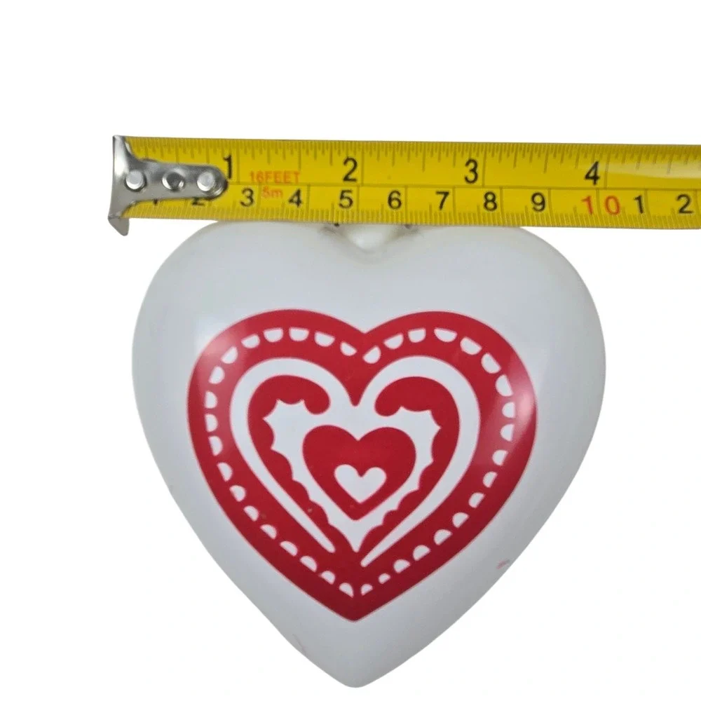 Set of 4 IKEA Kotte White Heart Christmas Ornaments Blow Mold Plastic 4